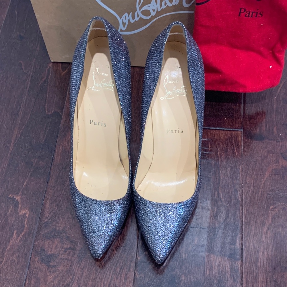 Christian Louboutin Glittering Gray Heels - Picture 2 of 13
